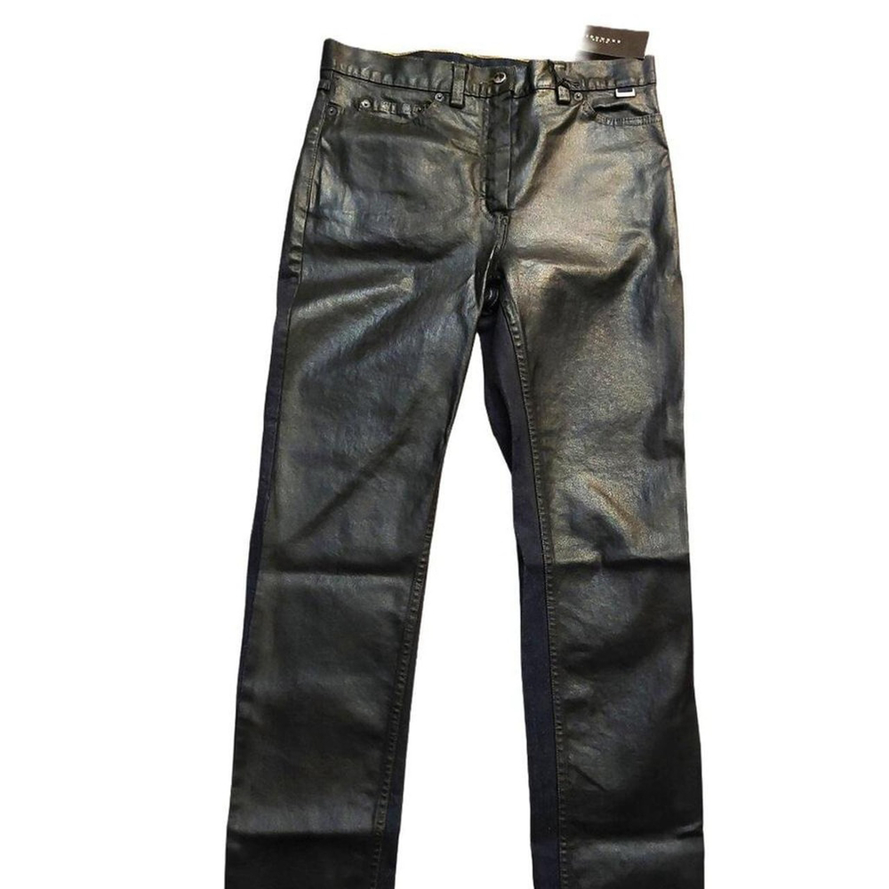 John Richmond Dual-Tone Coated Denim Front & Blue Denim Back Jeans Sz 28 NWT